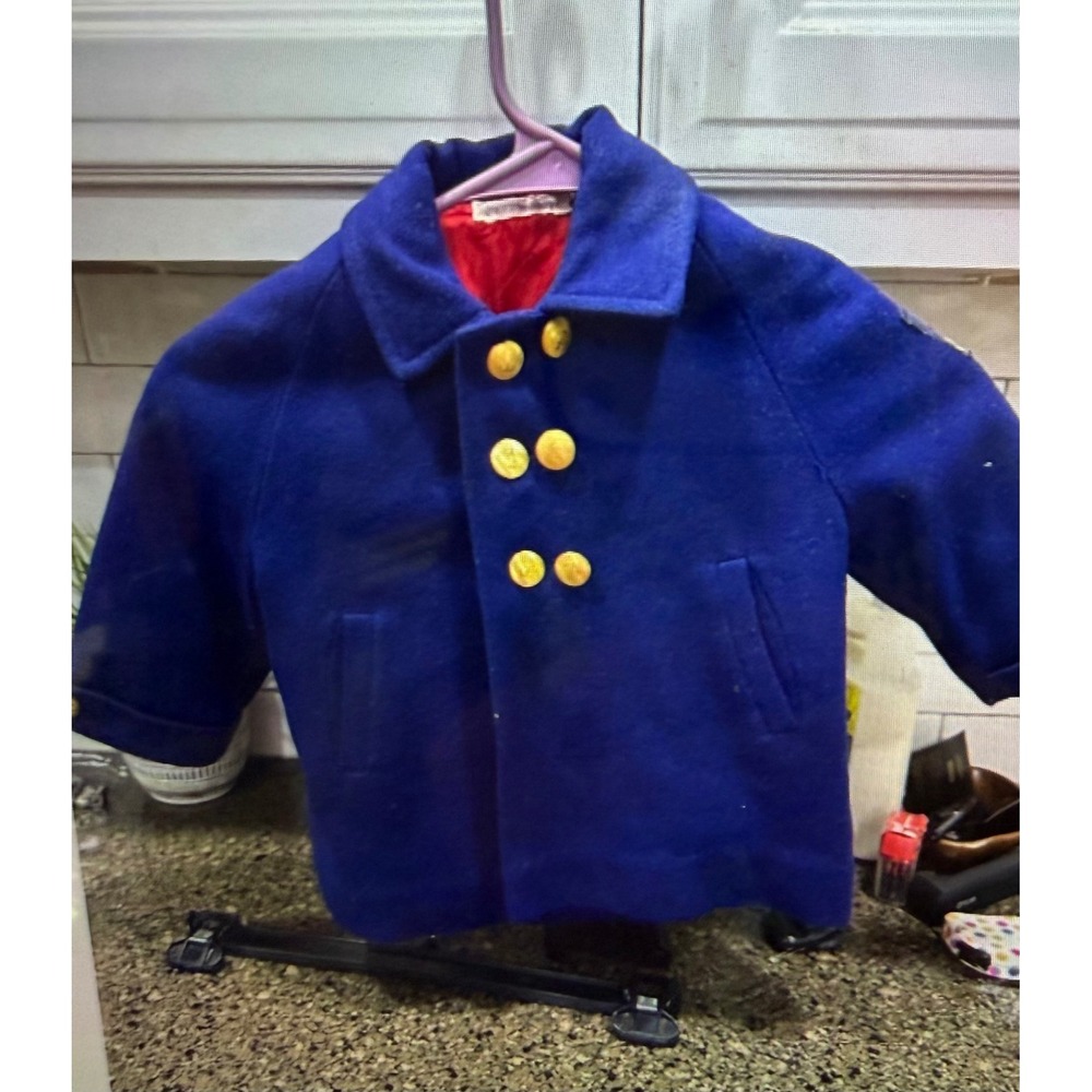 Vintage Millicents of San Francisco Kids Royal Blue Nautical Wool Pea Coat